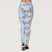 Red Funny Rooster Cocrek Blue and White Spots Leggings (Achterkant)