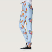 Red Funny Rooster Cocrek Blue and White Spots Leggings (Links)