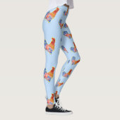 Red Funny Rooster Cocrek Blue and White Spots Leggings (Rechts)