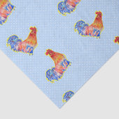 Red Funny Rooster Cocrek Blue and White Spots Tissuepapier (Detail)