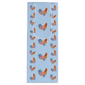 Red Funny Rooster Cocrek Blue and White Spots Wijn Cadeautas (Voorkant)