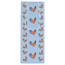 Red Funny Rooster Cocrek Blue and White Spots