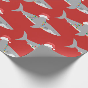 Red Funny Shark Kerstmis Cadeaupapier