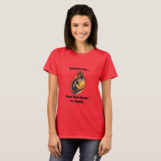 Red Funny Squirrel Women's T-Shirt (Voorkant volledig)