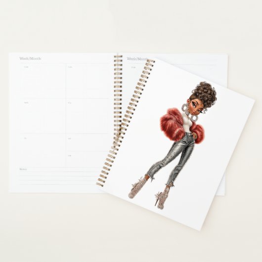 Red Fur Glam Girl Planner (Display)