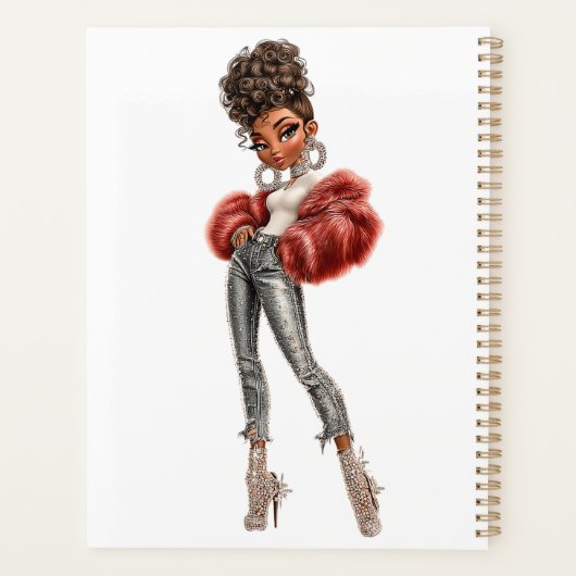 Red Fur Glam Girl Planner (Achterkant)