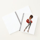  Red Fur Glam Girl Spiral Notebook Notitieboek (Binnen)