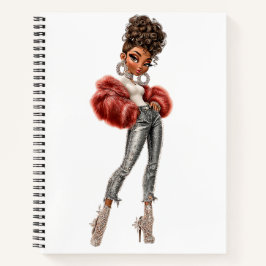 Red Fur Glam Girl Spiral Notebook Notitieboek