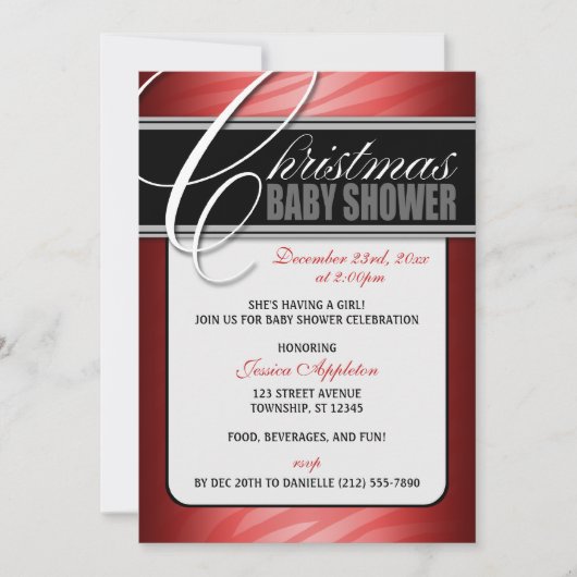 Red Fusion Zebra Print Christmas Baby shower Kaart (Voorkant)