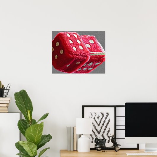 Red Fuzzy Dice Poster (Thuiskantoor)
