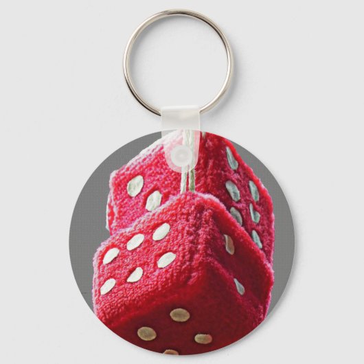 Red Fuzzy Dice Sleutelhanger (Voorkant)