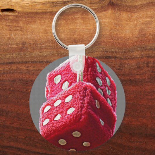 Red Fuzzy Dice Sleutelhanger (Voorkant)
