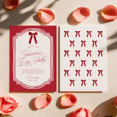 Red Galentine's Day Party Invitation with Bow Kaart