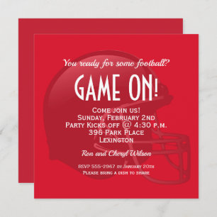 Red Game Day Football Helmet Party Invitations