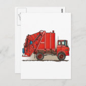 Red Garbage Truck Briefkaart (Voorkant / Achterkant)