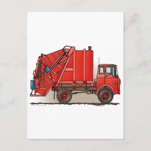 Red Garbage Truck Briefkaart (Voorkant)