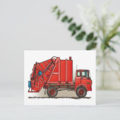 Red Garbage Truck Briefkaart (Staand voorkant)