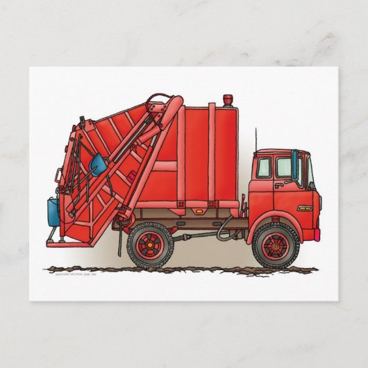 Red Garbage Truck Briefkaart (Voorkant)