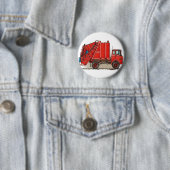Red Garbage Truck Ronde Button 5,7 Cm (In situ)
