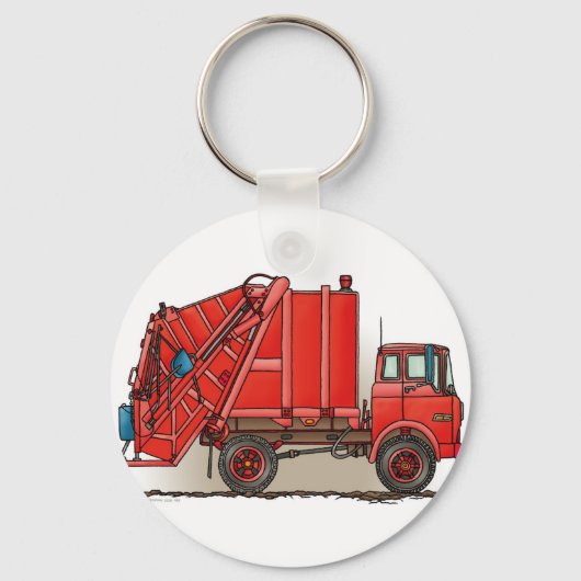 Red Garbage Truck Sleutelhanger (Voorkant)