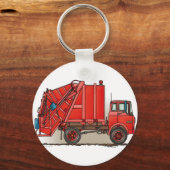 Red Garbage Truck Sleutelhanger (Voorkant)