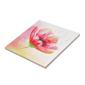  Red Garden Flower Gold Highlights Tegeltje (Zijkant)