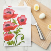 Red Garden Poppy Flowers American MoJo Kitchen Tow Theedoek (Quarter Fold)