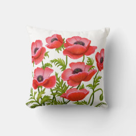 Red Garden Poppy Flowers American MoJo Pillow Kussen