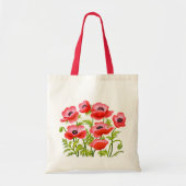 Red Garden Poppy Flowers Bag Tote Bag (Voorkant)