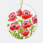 Red Garden Poppy Flowers Ornament (Links)