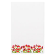 Red Garden Poppy Flowers Stationery