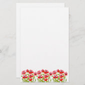 Red Garden Poppy Flowers Stationery Briefpapier (Voorkant / Achterkant)