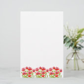 Red Garden Poppy Flowers Stationery Briefpapier (Staand voorkant)