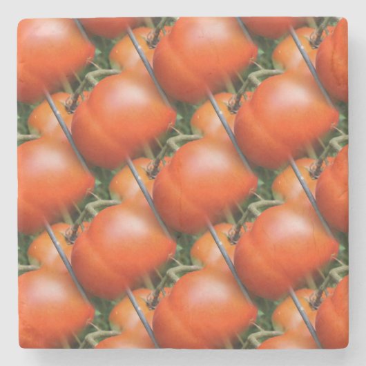 Red Garden Tomaten Natuur Art Pattern Stenen Onderzetter (Voorkant)