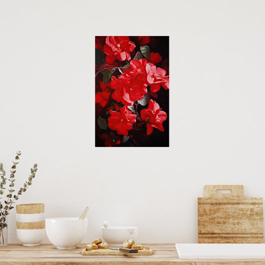 Red Gardenias Bloemenkunst Print Poster (Keuken)