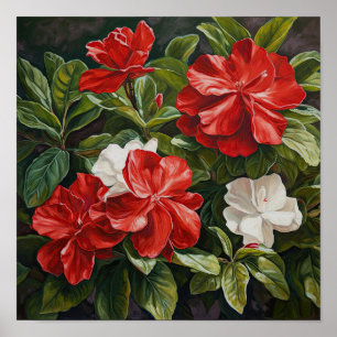 Red Gardenias Bloemenkunst Print Poster