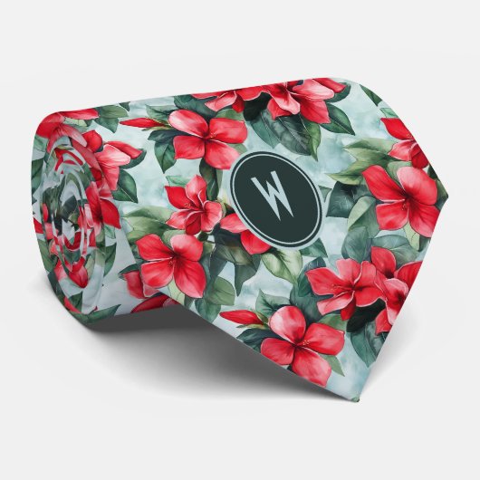 Red Gardenias Floral Stropdas (Opgerold)