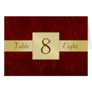 Red Garnet en Gold Table Number Maps Card