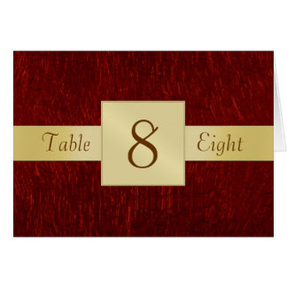 Red Garnet en Gold Table Number Maps Card