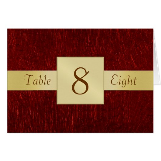 Red Garnet en Gold Table Number Maps Card (Voorkant Horizontaal)