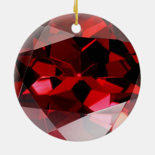 Red Garnet Gemstone January Birthstone Keramisch Ornament