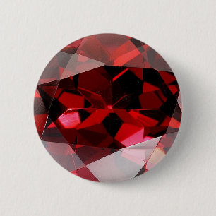 Red Garnet Gemstone January Birthstone Ronde Button 5,7 Cm