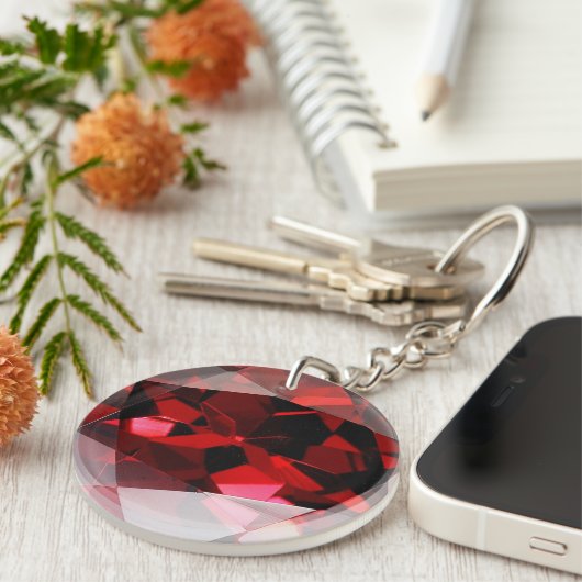 Red Garnet Gemstone January Birthstone Sleutelhanger (Voorkant Rechts)