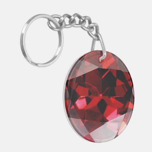 Red Garnet Gemstone January Birthstone Sleutelhanger (Voorkant Links)