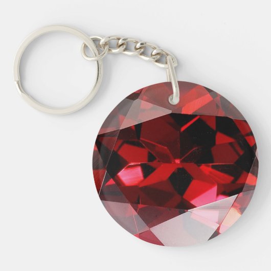 Red Garnet Gemstone January Birthstone Sleutelhanger (Voorkant)
