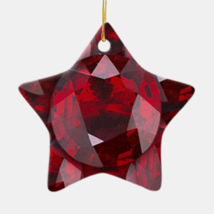 RED GARNET PARELTJES JANUARY BIRTHSTONE KERAMISCH ORNAMENT
