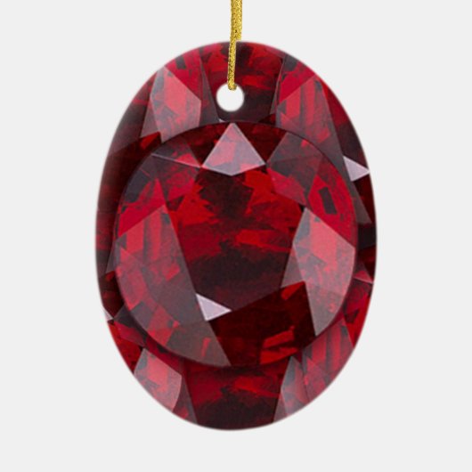 RED GARNET PARELTJES JANUARY BIRTHSTONE KERAMISCH ORNAMENT (Voorkant)