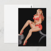 Red Garter Pin Up Briefkaart (Voorkant / Achterkant)