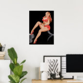Red Garter Pin Up Poster (Thuiskantoor)