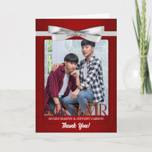 Red Gay van Two Grooms Blank Weddenschap Bedankkaart